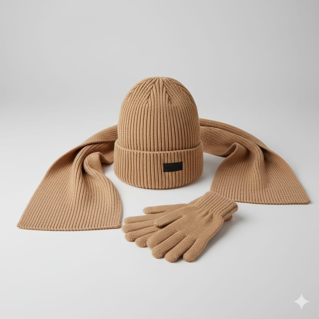 Set fes din lana cu fular si manusi – Lianis Fashion